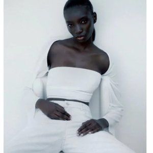 NWT Zara crop top with arm warmers white